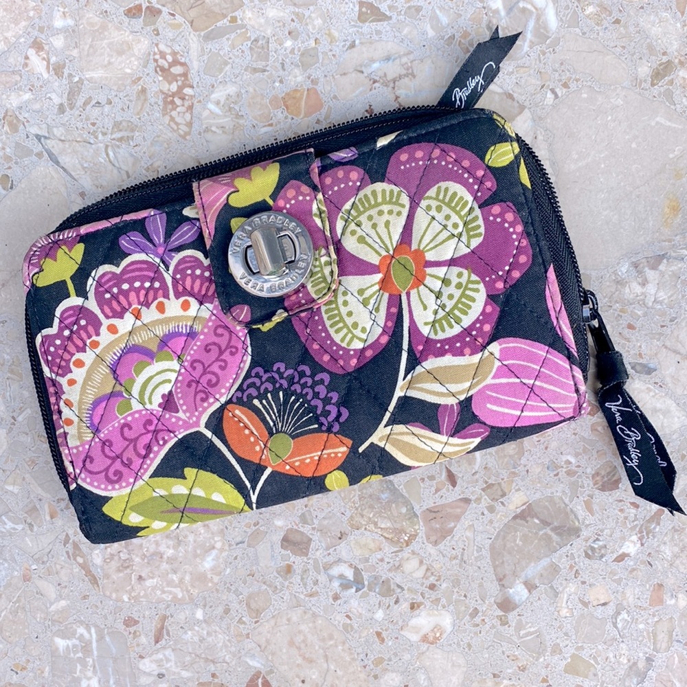 Vera Bradley Pirouette Pink Turnlock Zip Around Wallet